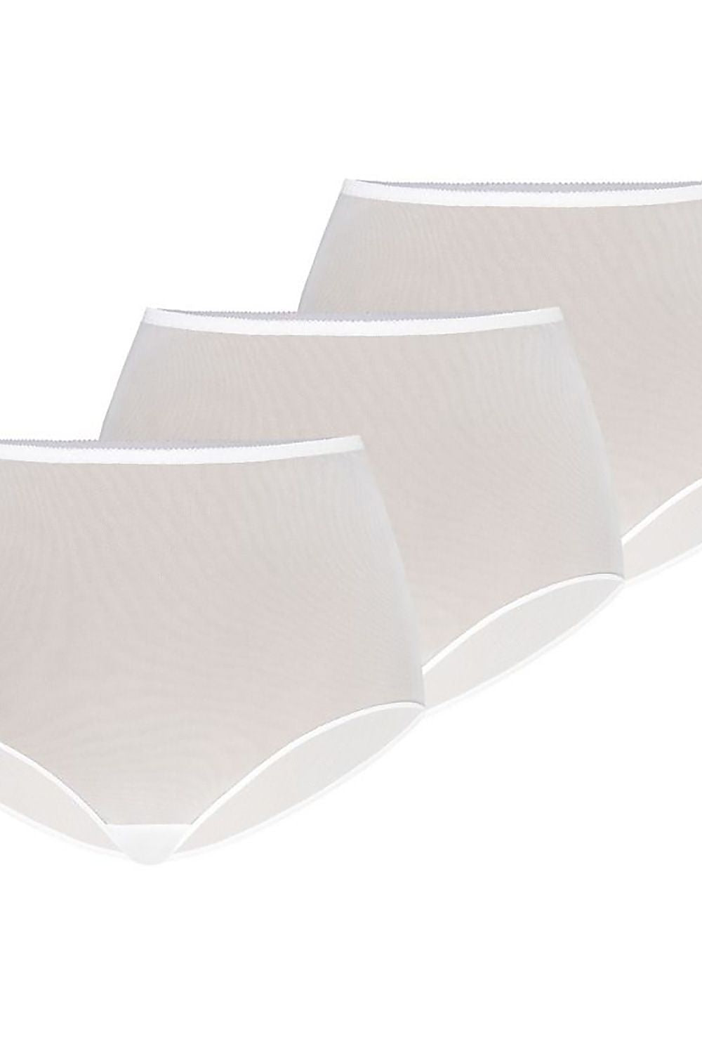 Plus size high-waisted white mesh panties 3-pack L–6XL – front view.