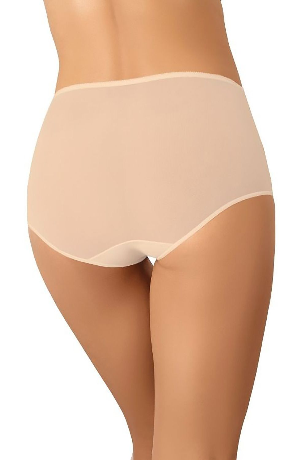 Comfortable plus size beige mesh panties with flattering silhouette – side view.