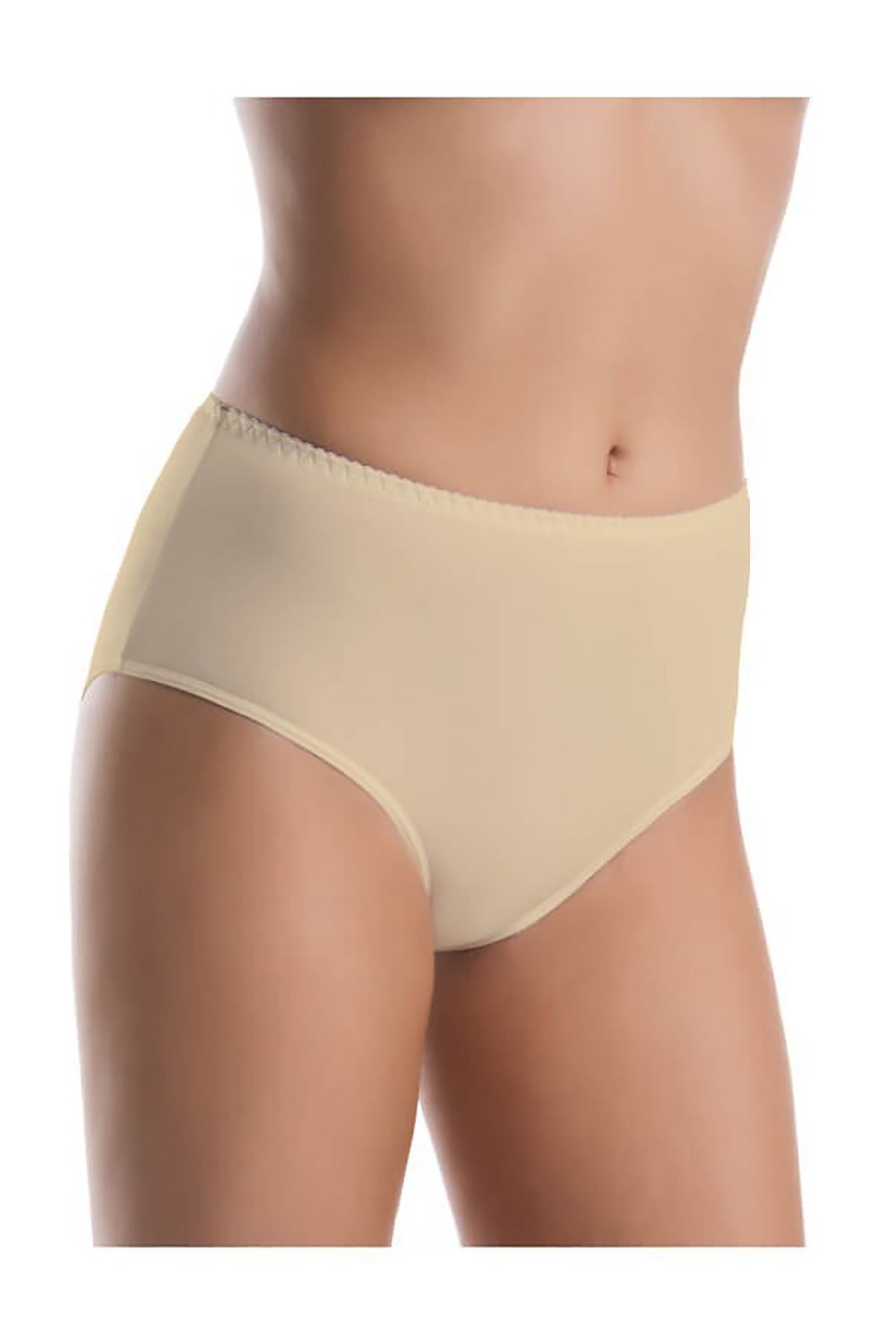 Women’s beige bamboo fiber panties high-waist design plus size – 3-pack.
