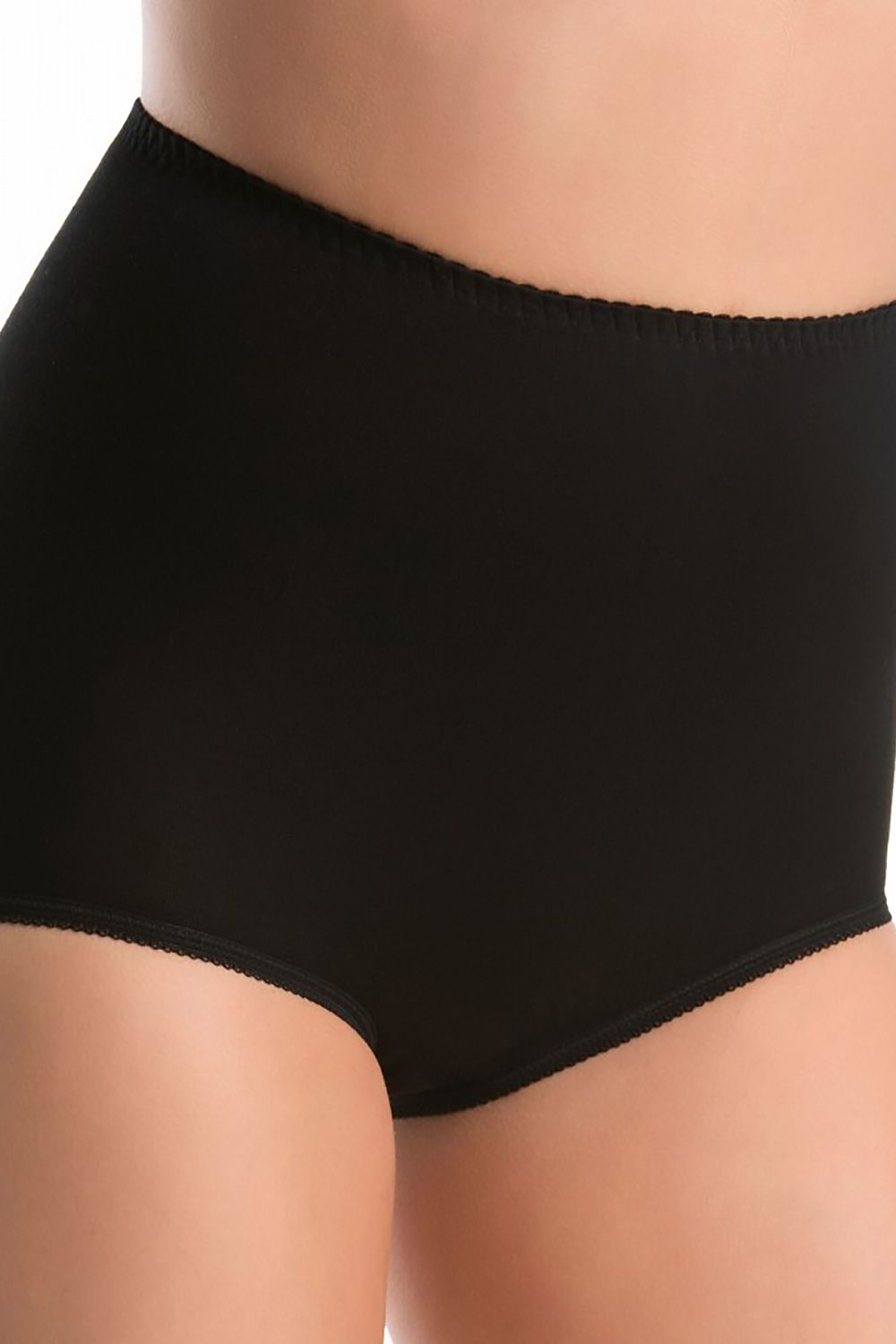 Front view of high-waisted black bamboo panties