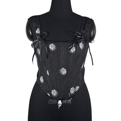 Plus Size Rose Print Herringbone Corset – Sexy Body Shaper for Curvy Women
