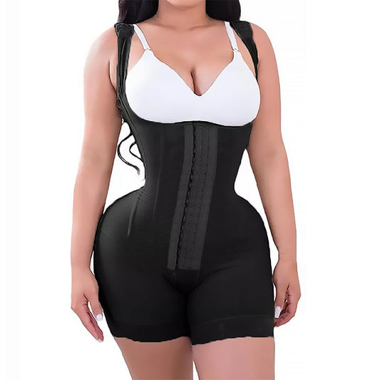 Plus size woman wearing waist cinching body shaping bodysuit
