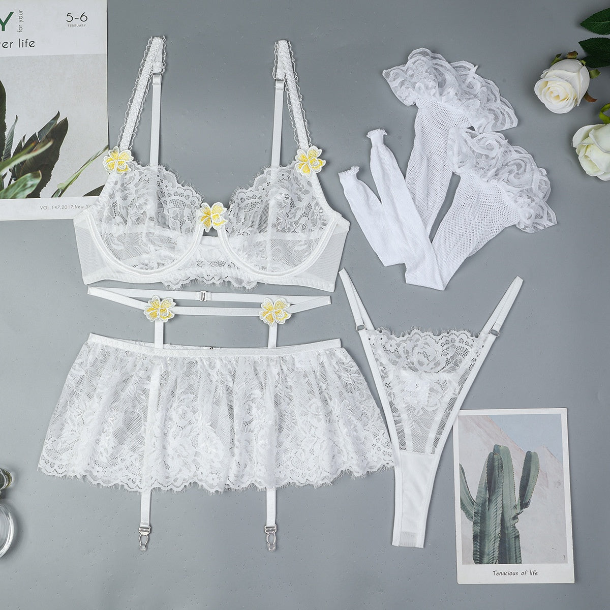 Elegant embroidered lace lingerie for plus size body