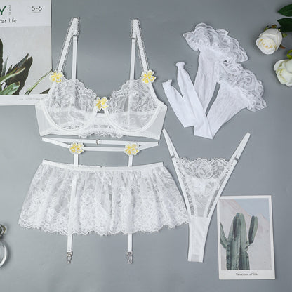 Elegant embroidered lace lingerie for plus size body