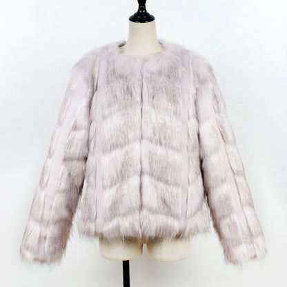 Fur jacket on a mannequin against a white background
