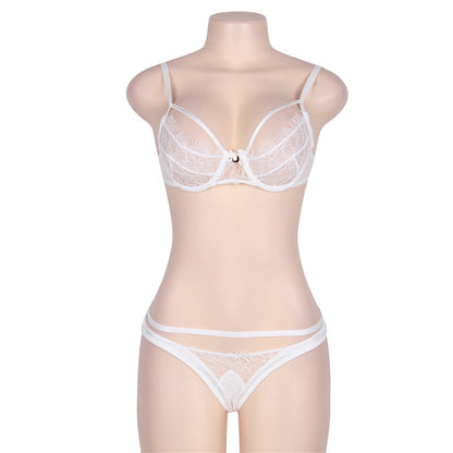 Plus Size Sexy Lingerie – Push-Up Lace Three-Point Bra & Garter Set for Curvy Women