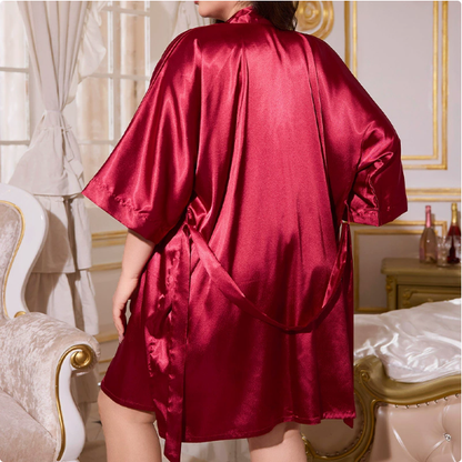 Plus Size Satin Suspender Pajamas – Thin, Sexy Summer Nightwear for Women