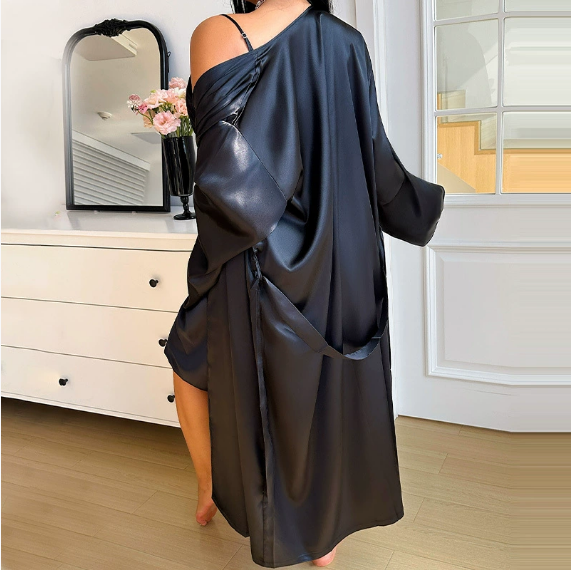 Thin Mid-Length Lace-Up Nightgown – Simple, Casual Spring & Summer Pajamas for Women