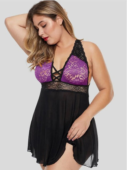 Curvy Elegance Plus Size Sling Nightdress – Sexy Women’s Lingerie Pajamas
