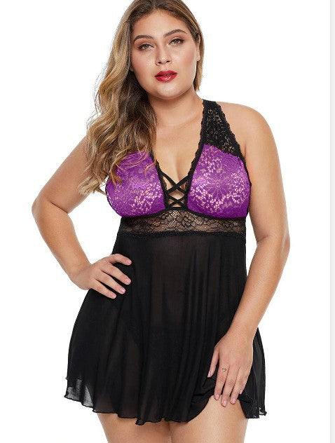 Curvy Elegance Plus Size Sling Nightdress – Sexy Women’s Lingerie Pajamas