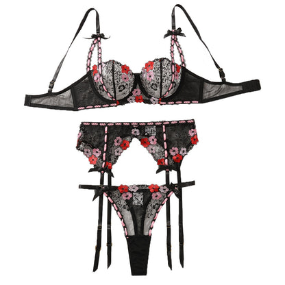 Sexy coordinated lingerie set highlighting curves for plus size women
