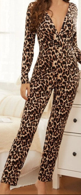 “Form-fitting erotic leopard bodysuit lingerie with elegant sleeves”