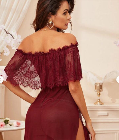Plus Size Off Shoulder Nightgown - Sexy Lingerie Sleepwear for Curvy Women