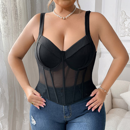 Plus Size Sexy Fishbone Corset Camisole Vest – Bustier Waist Slimming Top