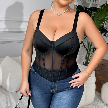 Plus Size Sexy Fishbone Corset Camisole Vest – Bustier Waist Slimming Top