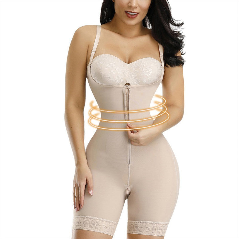 Plus Size Waist & Belly Cinching Bodysuit – One-Piece Corset with Crotch Zipper
