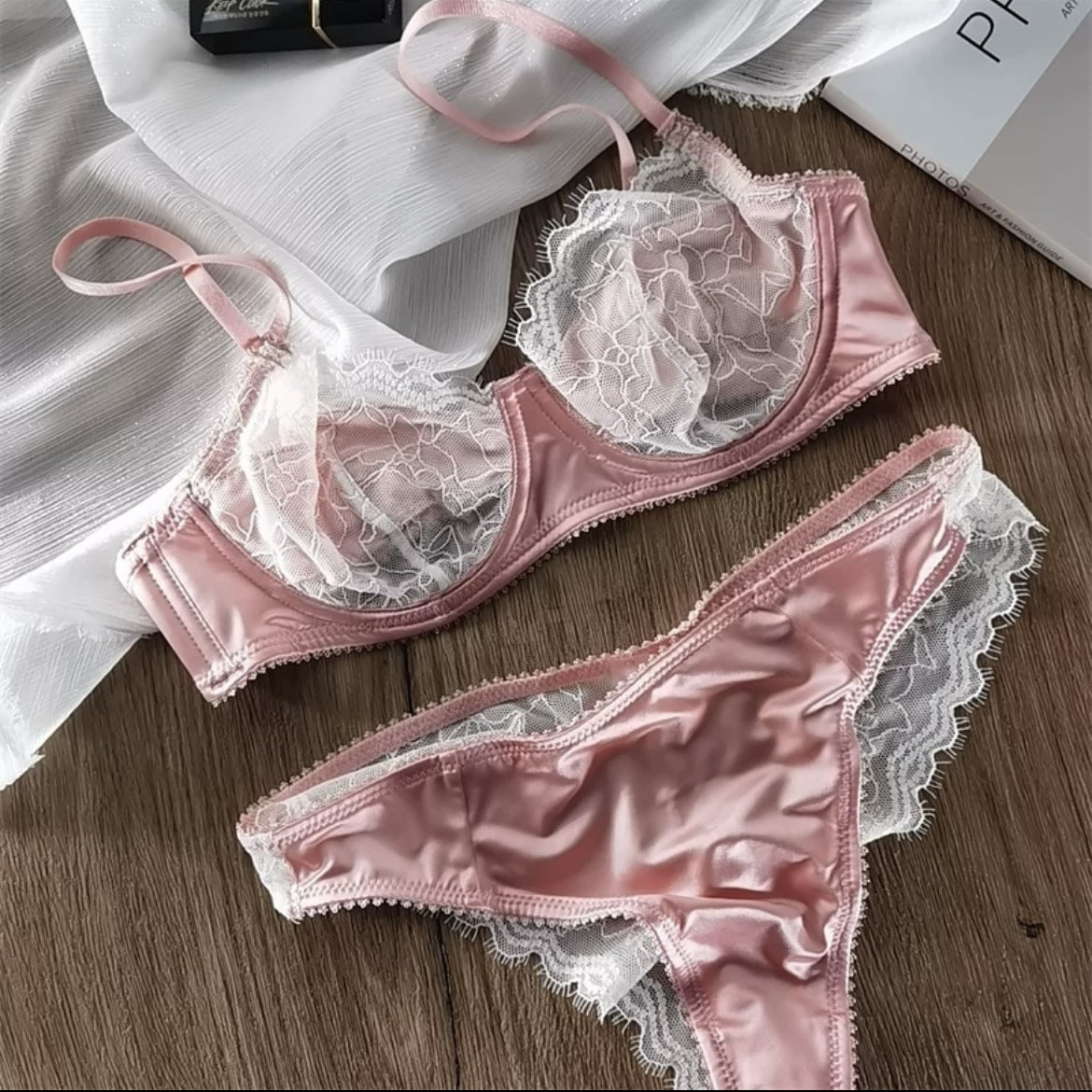 “Elegant pure desire lace lingerie for women with anti-convex detail”