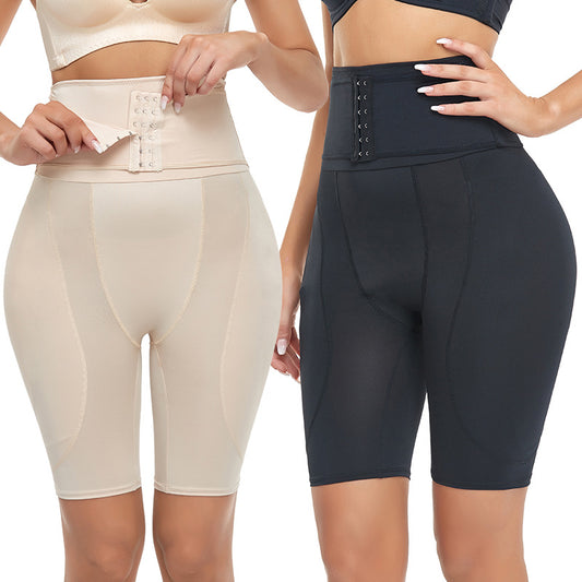 Plus-size female butt-lifting pants with sponge padding and high waist corset design