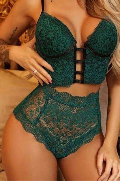 “Close-up of intricate floral lace detailing on sheer mesh lingerie”