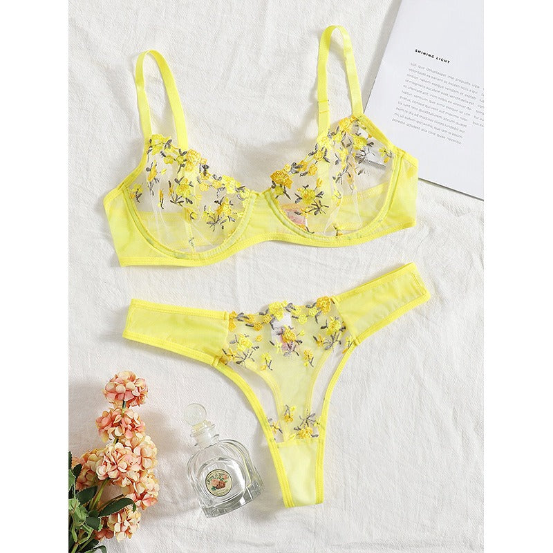 Full view of the matching low-waist lace mesh panties.