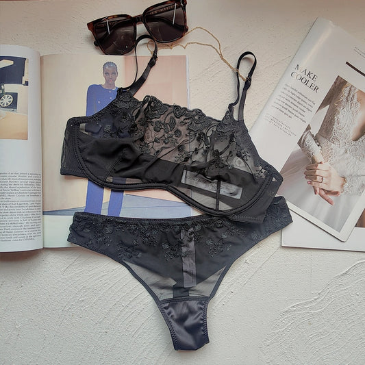 “Lace chain strapless detachable sexy lingerie set for large bust women”