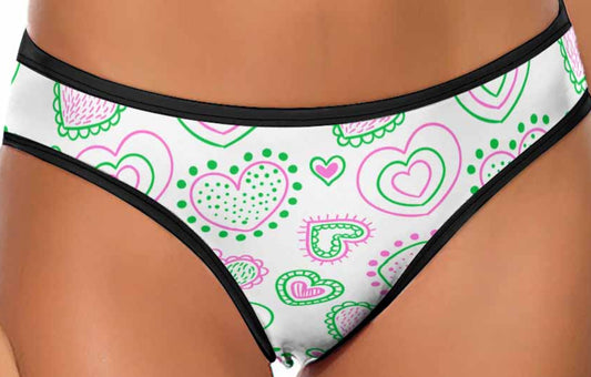 Plus size woman wearing ice silk T-back panty front view