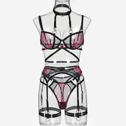 Back view showing halter neck and detachable components of the mesh set