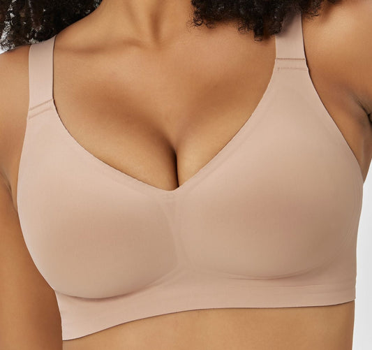 Breathable wire-free one-piece push-up bra with jelly stripe fabric