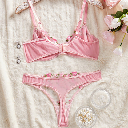 Close-up of delicate sheer mesh fabric and flattering cut