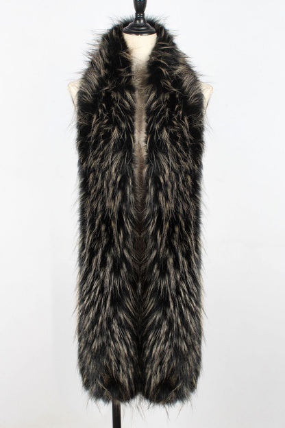 Fur vest on a mannequin against a white background