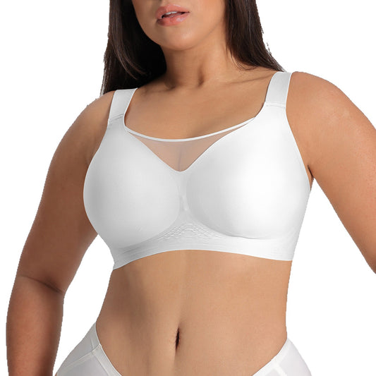 Plus size mesh lift bra with gathered cup design for curvy women