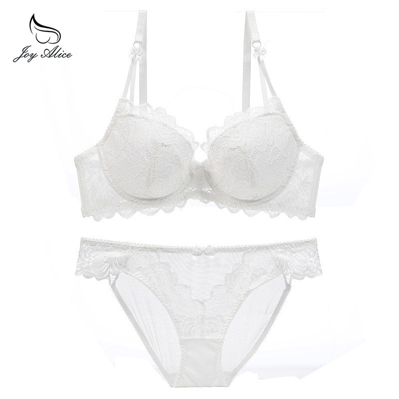Plus size black lace push up bra and brief lingerie set