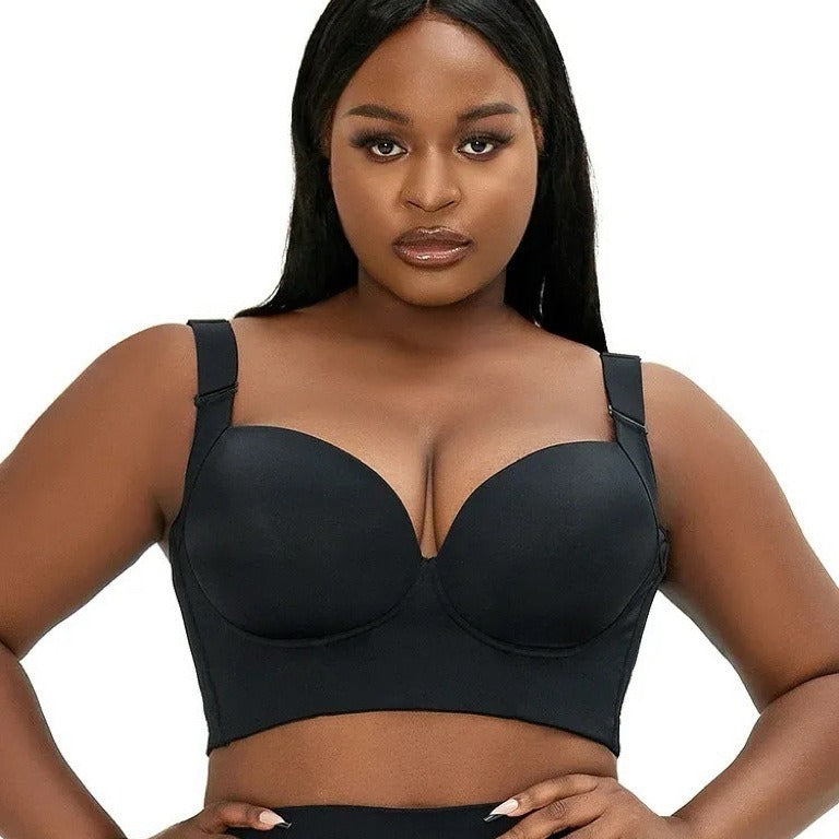 Plus Size Glossy Adjustable Underwire Bra – Sexy Anti-Sag Lingerie for Curvy Women