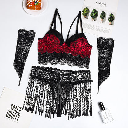 Sexy plus size lingerie highlighting curves with gloves and body-hugging design