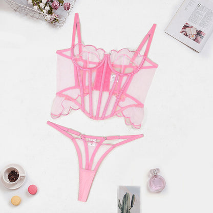 Close-up of adjustable straps and perspective design on lingerie