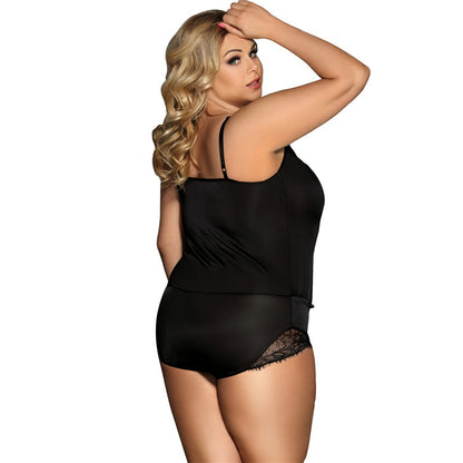 Side view of comfortable one-piece nightwear for curvy women