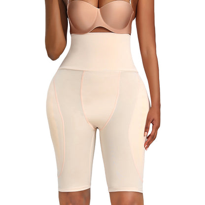 Curvy woman wearing stretchable, body-contouring shapewear leggings