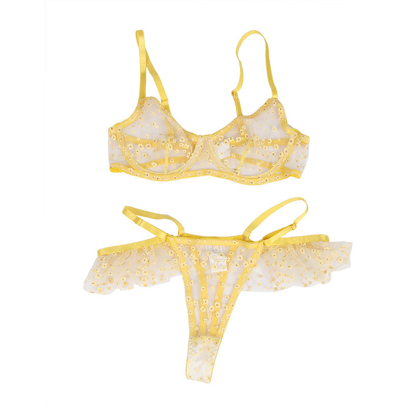 Plus Size Sexy Lingerie – Lace Push-Up Bra & Steel Ring Underwear Set for Curvy Women