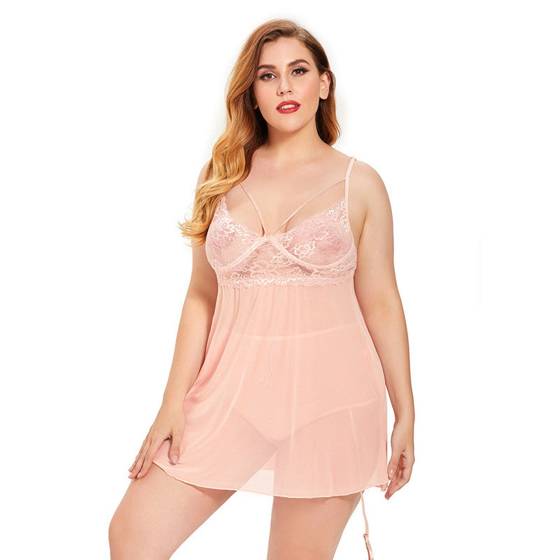 Curvy Nights Plus Size Lace Backless Suspender Pajamas – Sexy Sleepwear
