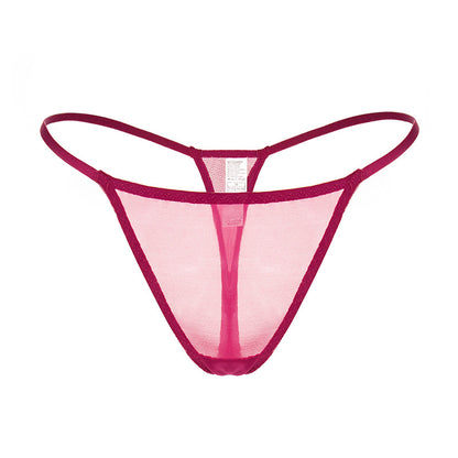 Burgundy Low waist see-through lingerie panties with breathable mesh fabric