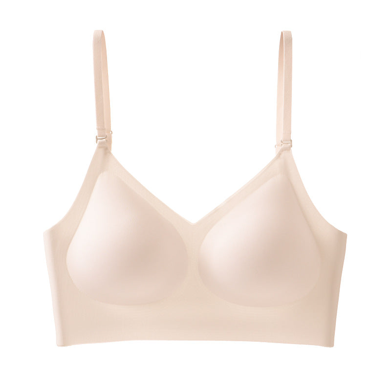 Beige bra on a white background