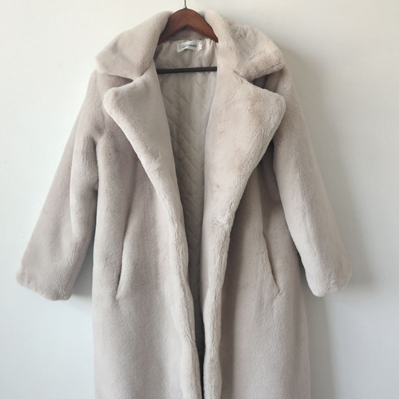 Apricot Cozy plush winter coat for curvy women