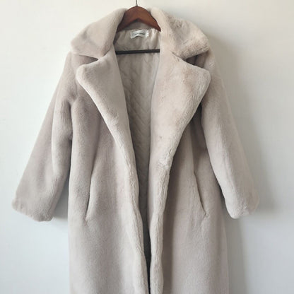 Apricot Cozy plush winter coat for curvy women