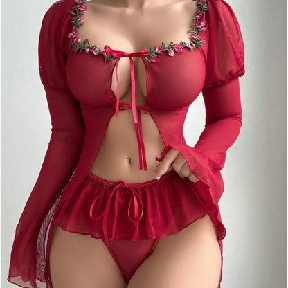 Sexy Hollow-Out Lace Lingerie – Thin Transparent Mesh Skirt for Women