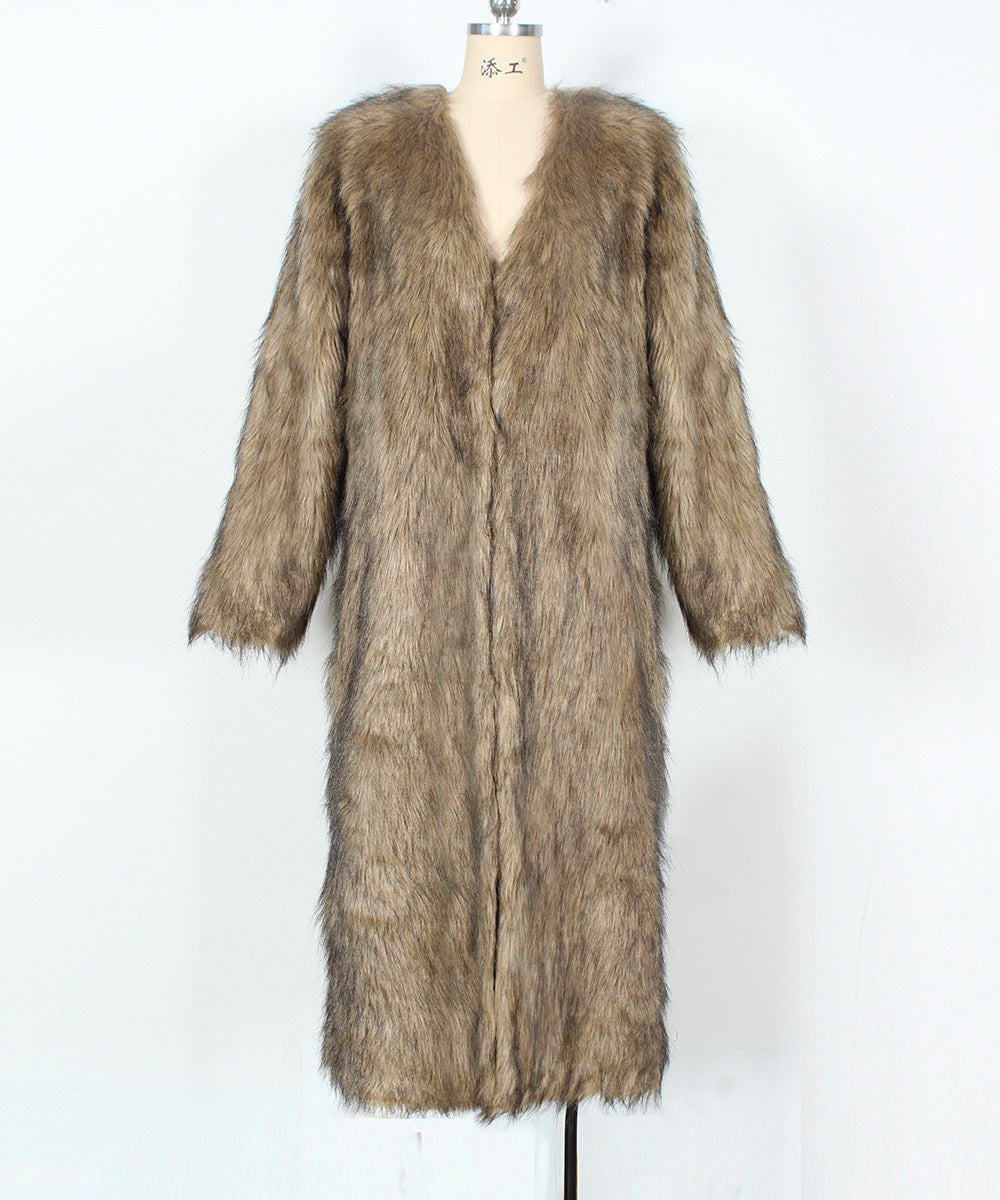 Fur coat on a mannequin against a white background