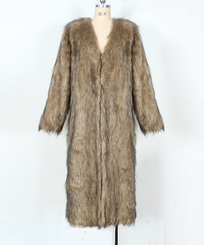 Fur coat on a mannequin against a white background