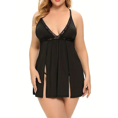 Plus Size Sexy Loungewear – T-Back Two-Piece Home Wear Set