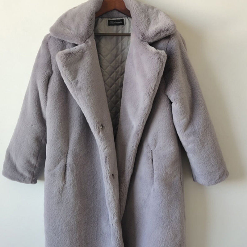 Gray Cozy plush winter coat for curvy women