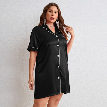 Short Sleeve Cardigan Nightdress – Simple, Sexy, and Lightweight Homewear for Women
