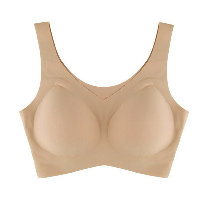 Beige bra on a white background